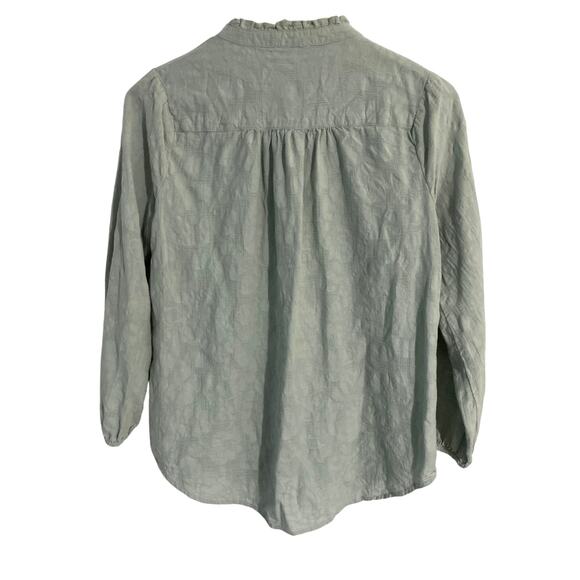 Lovestitch button down top women’s size M mint green cotton ruffle peasant boho - Picture 2 of 4
